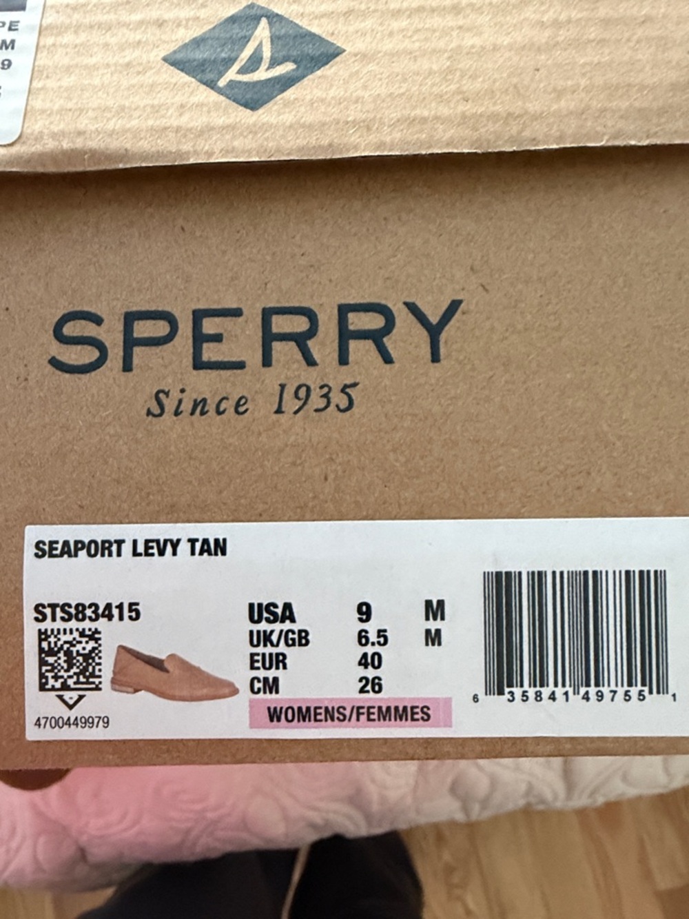 Sperry Tan Leather Slip-On Loafers with Embossed Anchor - Picture 5 of 6